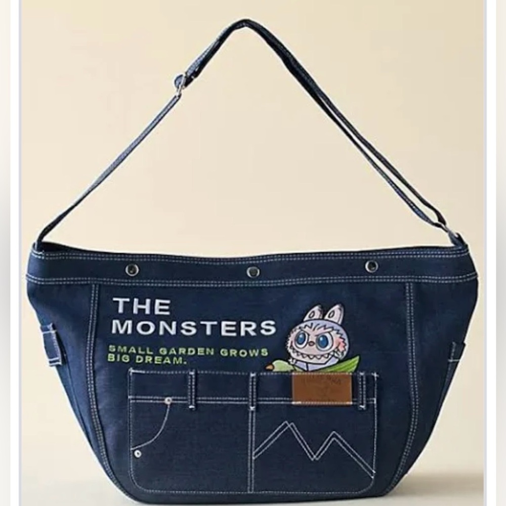 Pop Mart The Monster Series Labubu Fall in Wild Denim messenger bag